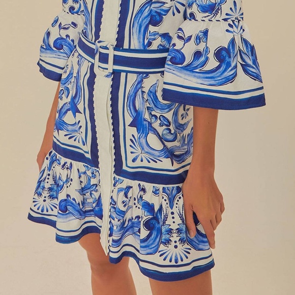 GORGEOUS FARM RIO GARDEN TILES MINI DRESS M - Picture 4 of 7